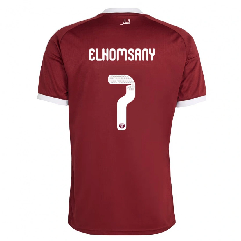 Danxen Mujer Camiseta Catar Yasmeen Elhomsany #7 Rojo Borgoña Blanco 1ª Equipación 26-28 La Camisa México