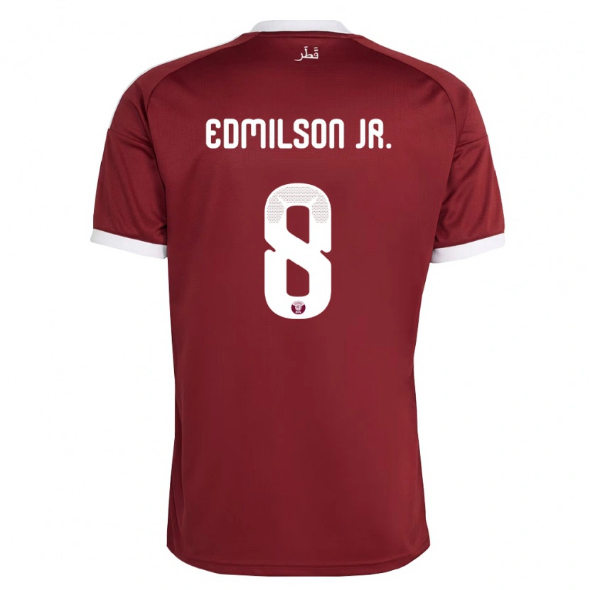 Danxen Mujer Camiseta Catar Edmílson Junior #8 Rojo Borgoña Blanco 1ª Equipación 26-28 La Camisa México