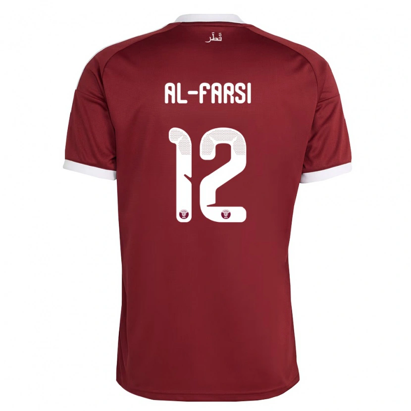 Danxen Mujer Camiseta Catar Faiz Al-Farsi #12 Rojo Borgoña Blanco 1ª Equipación 26-28 La Camisa México