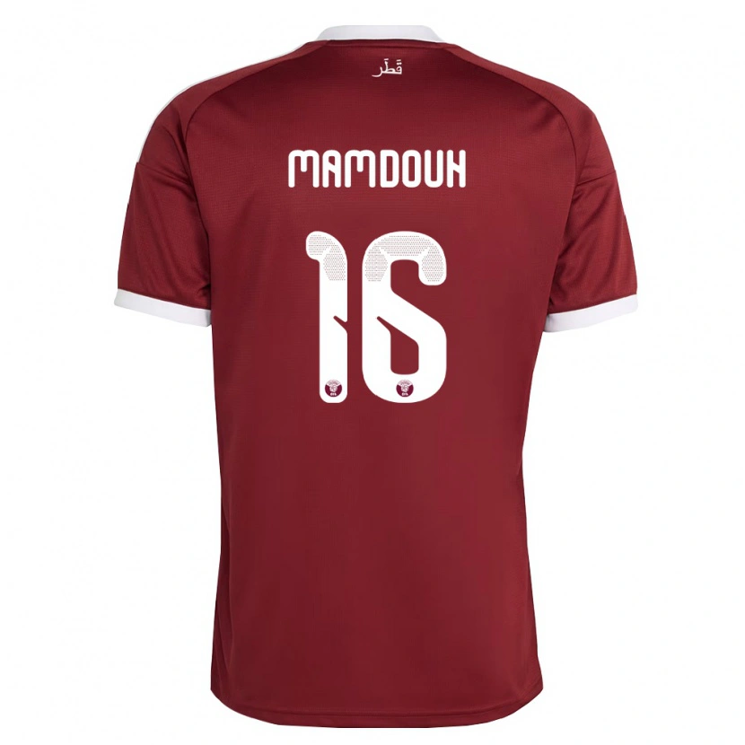 Danxen Mujer Camiseta Catar Bahaa Mamdouh #16 Rojo Borgoña Blanco 1ª Equipación 26-28 La Camisa México