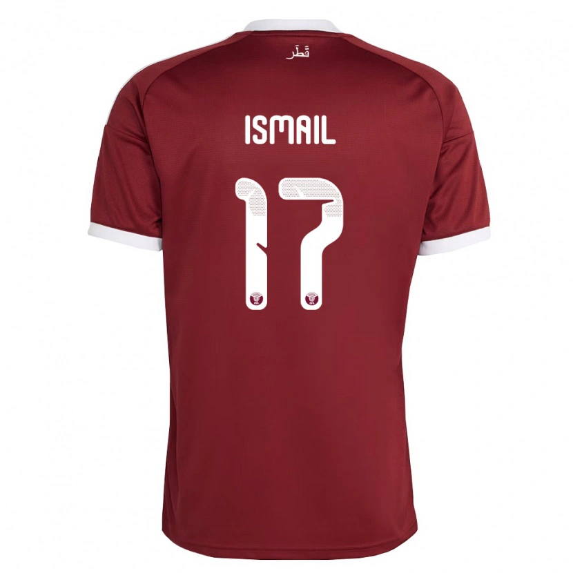 Danxen Mujer Camiseta Catar Ismail Mohamad #17 Rojo Borgoña Blanco 1ª Equipación 26-28 La Camisa México