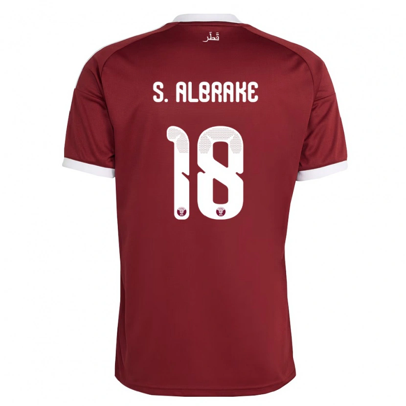 Danxen Mujer Camiseta Catar Sultan Al-Brake #18 Rojo Borgoña Blanco 1ª Equipación 26-28 La Camisa México