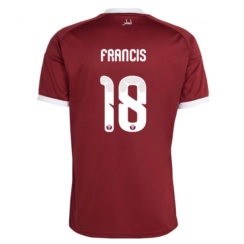 Danxen Mujer Camiseta Catar Emmanuel Francis #18 Rojo Borgoña Blanco 1ª Equipación 26-28 La Camisa México