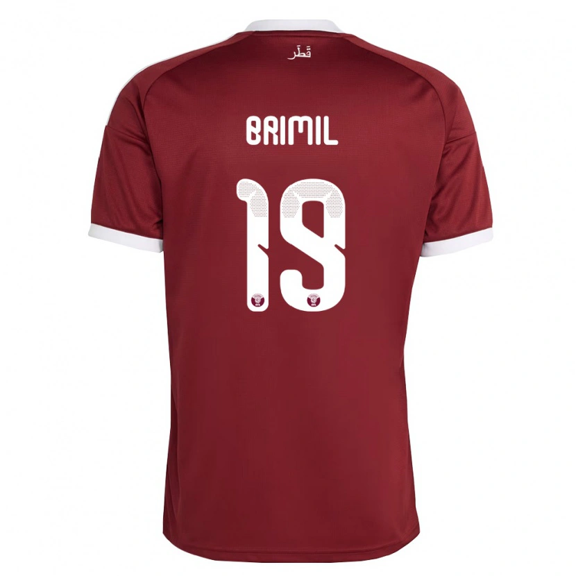 Danxen Mujer Camiseta Catar Marwan Brimil #19 Rojo Borgoña Blanco 1ª Equipación 26-28 La Camisa México