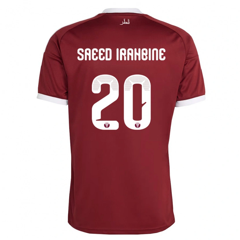 Danxen Mujer Camiseta Catar Faissal Irahbine #20 Rojo Borgoña Blanco 1ª Equipación 26-28 La Camisa México