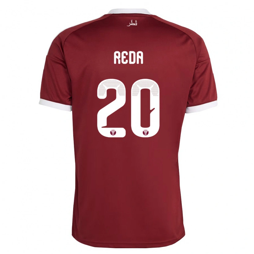 Danxen Mujer Camiseta Catar Salem Reda #20 Rojo Borgoña Blanco 1ª Equipación 26-28 La Camisa México