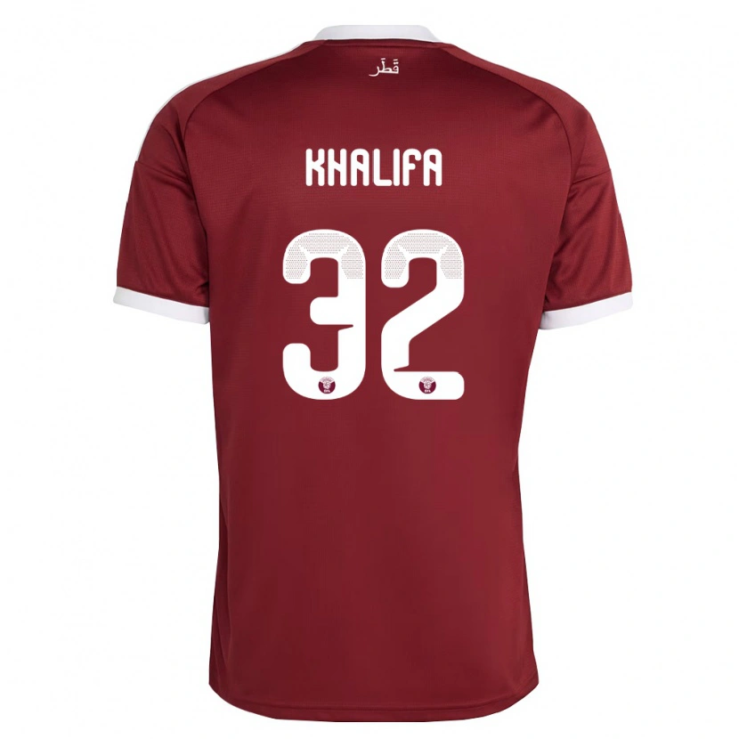 Danxen Mujer Camiseta Catar Duana Khalifa #32 Rojo Borgoña Blanco 1ª Equipación 26-28 La Camisa México