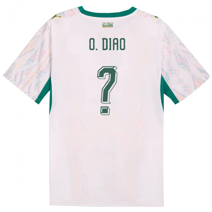 Danxen Mujer Camiseta Senegal Ousmane Diao #0 Blanco Verde Amarillo 1ª Equipación 26-28 La Camisa México
