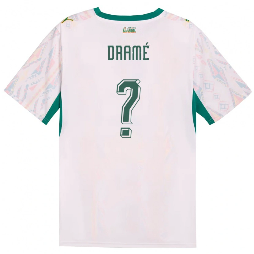 Danxen Mujer Camiseta Senegal Ibrahima Drame #0 Blanco Verde Amarillo 1ª Equipación 26-28 La Camisa México