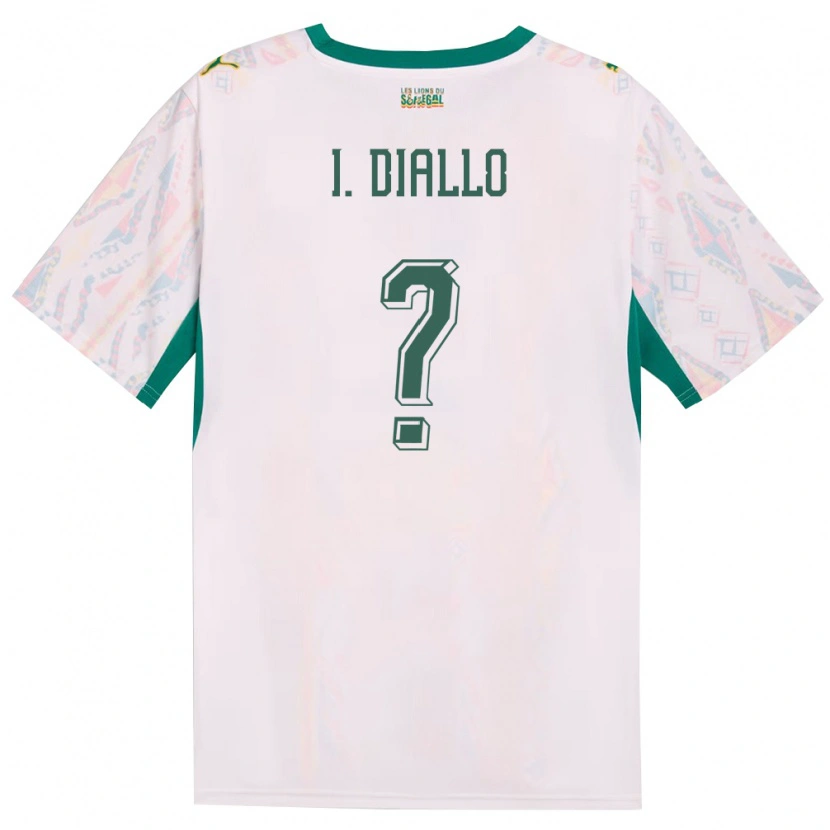 Danxen Mujer Camiseta Senegal Ibrahima Diallo #0 Blanco Verde Amarillo 1ª Equipación 26-28 La Camisa México