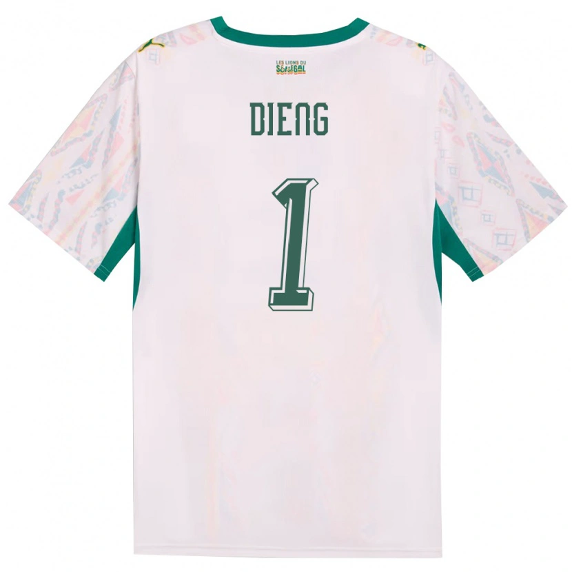 Danxen Mujer Camiseta Senegal Timothy Dieng #1 Blanco Verde Amarillo 1ª Equipación 26-28 La Camisa México