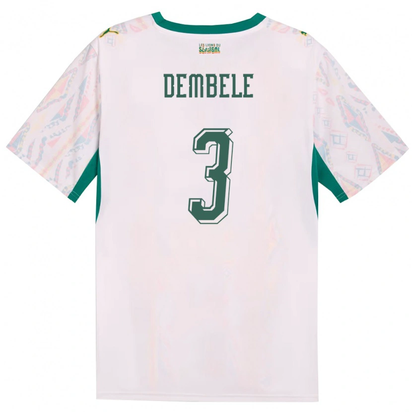 Danxen Mujer Camiseta Senegal Anta Dembele #3 Blanco Verde Amarillo 1ª Equipación 26-28 La Camisa México