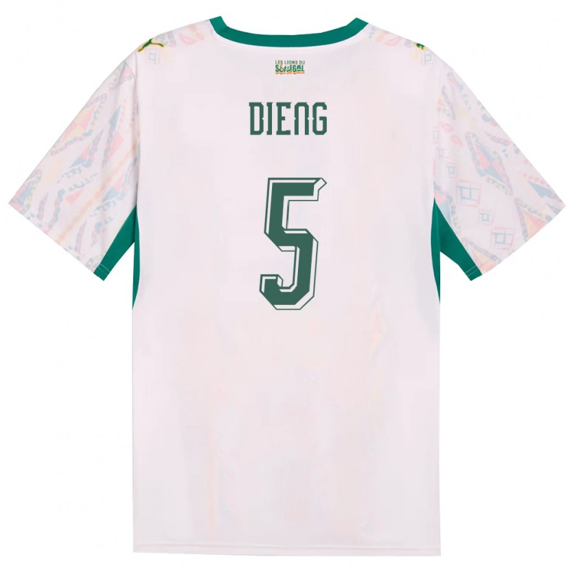 Danxen Mujer Camiseta Senegal Cheikh Dieng #5 Blanco Verde Amarillo 1ª Equipación 26-28 La Camisa México