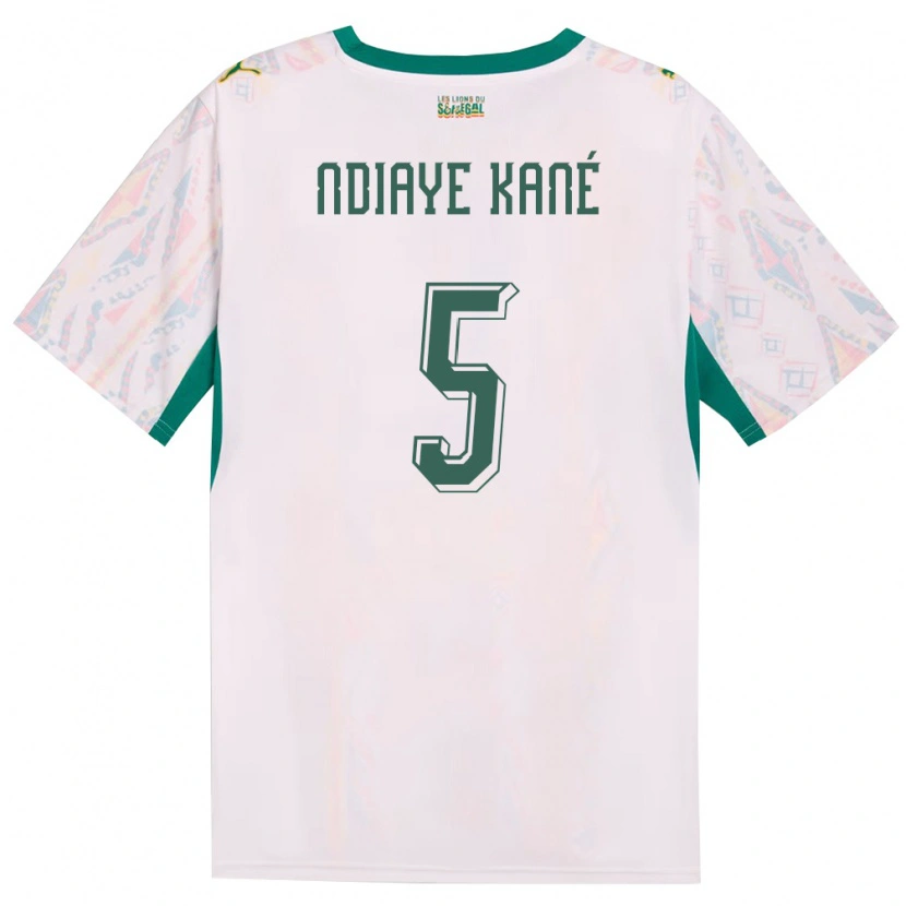Danxen Mujer Camiseta Senegal Ndeye Ndiaye Kane #5 Blanco Verde Amarillo 1ª Equipación 26-28 La Camisa México