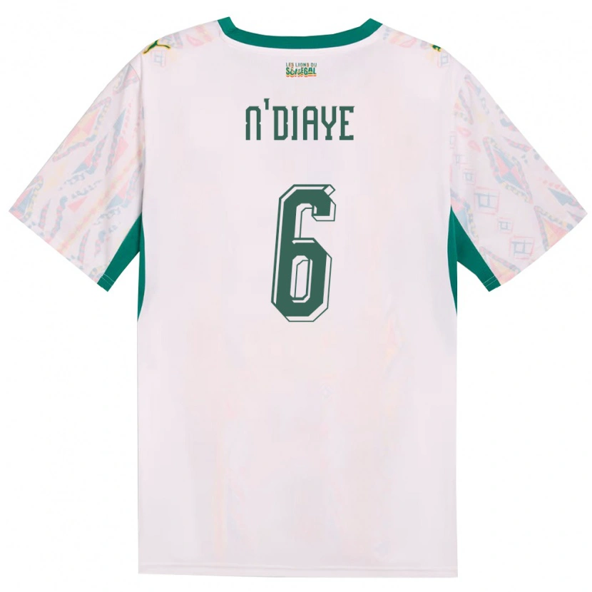 Danxen Mujer Camiseta Senegal Niakhate N Diaye #6 Blanco Verde Amarillo 1ª Equipación 26-28 La Camisa México