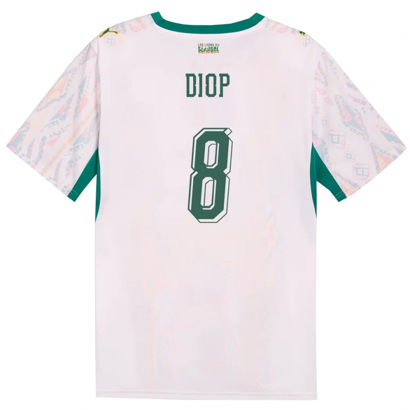 Danxen Mujer Camiseta Senegal Amidou Diop #8 Blanco Verde Amarillo 1ª Equipación 26-28 La Camisa México