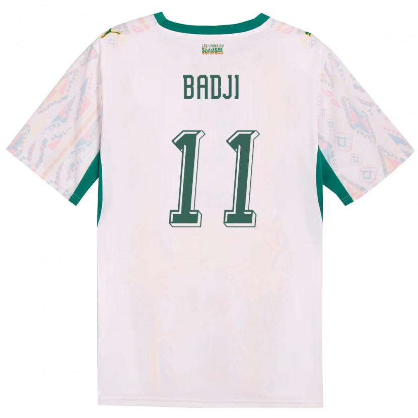 Danxen Mujer Camiseta Senegal Amidou Badji #11 Blanco Verde Amarillo 1ª Equipación 26-28 La Camisa México