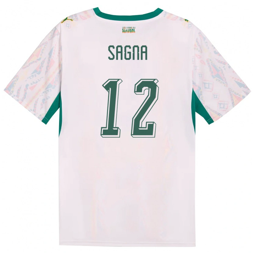Danxen Mujer Camiseta Senegal Safietou Sagna #12 Blanco Verde Amarillo 1ª Equipación 26-28 La Camisa México