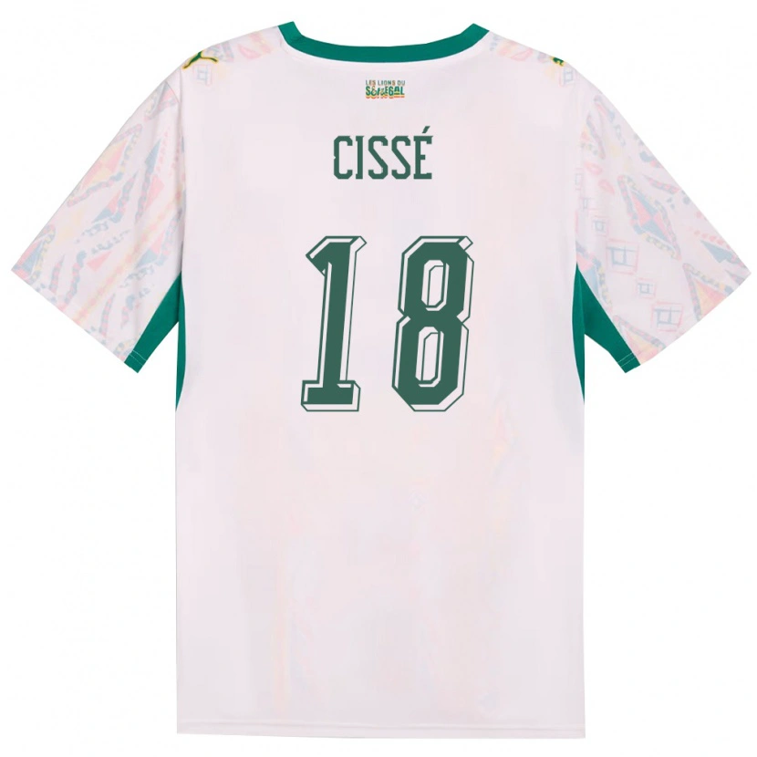 Danxen Mujer Camiseta Senegal Moussa Cissé #18 Blanco Verde Amarillo 1ª Equipación 26-28 La Camisa México
