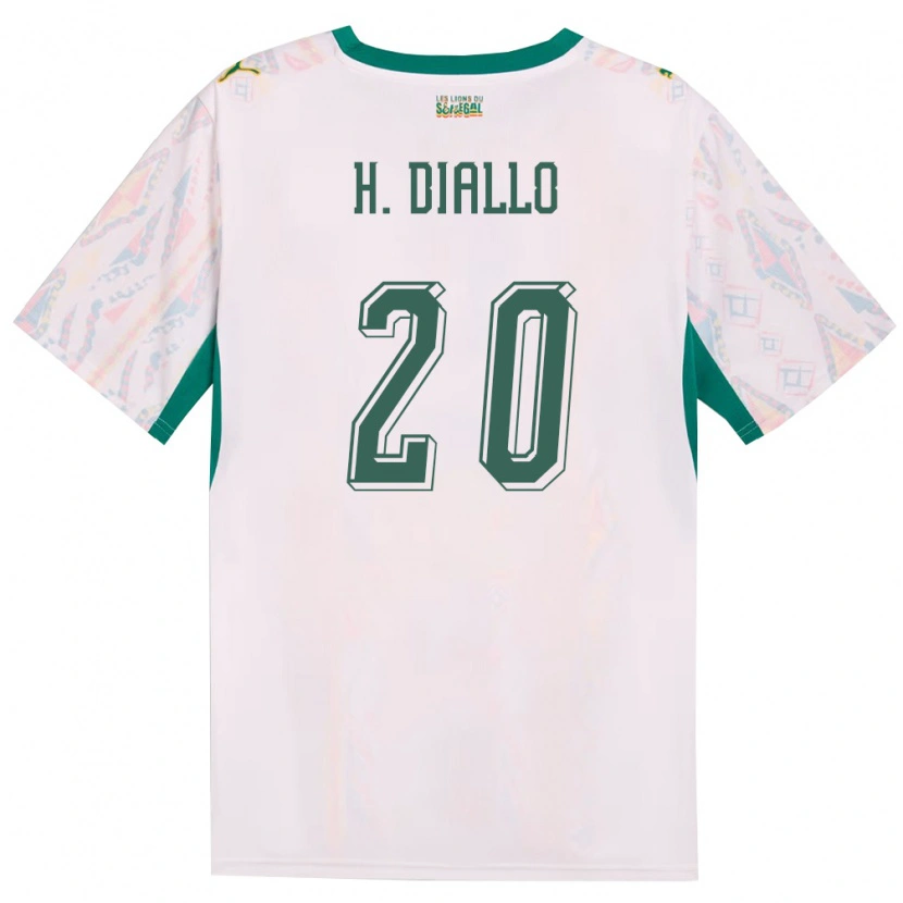 Danxen Mujer Camiseta Senegal Habib Diallo #20 Blanco Verde Amarillo 1ª Equipación 26-28 La Camisa México