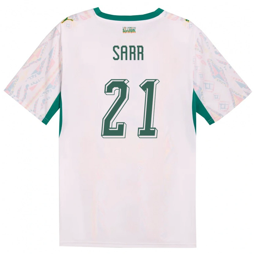 Danxen Mujer Camiseta Senegal Assane Sarr #21 Blanco Verde Amarillo 1ª Equipación 26-28 La Camisa México