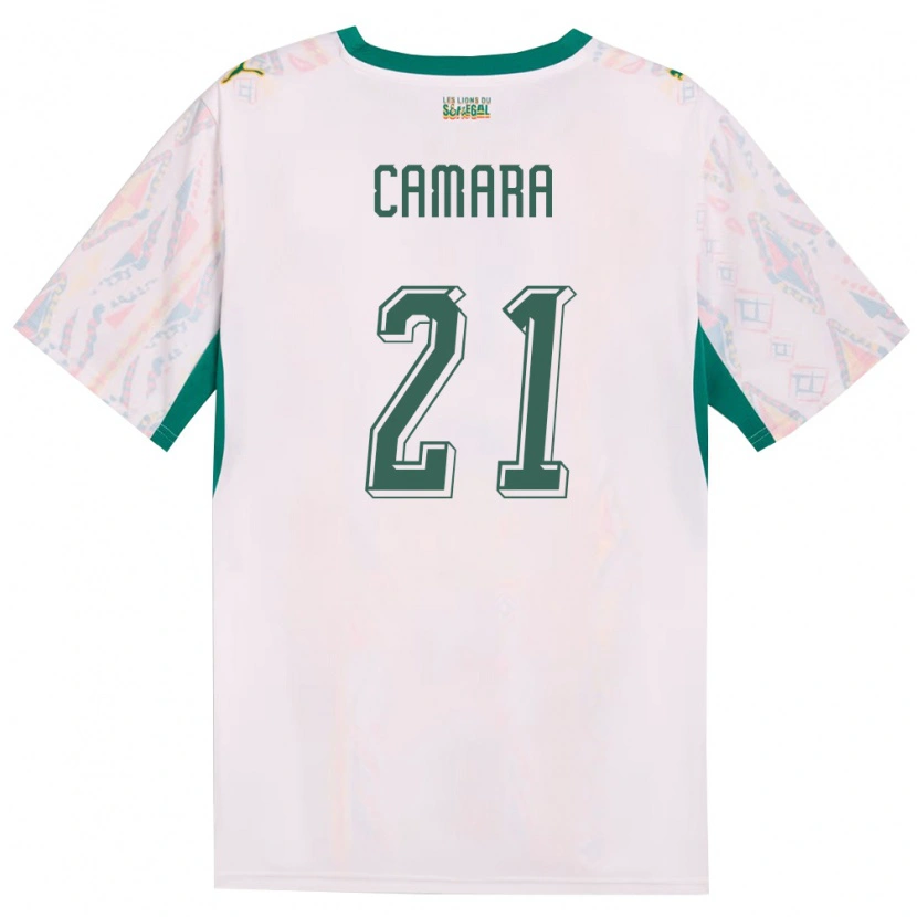 Danxen Mujer Camiseta Senegal Mamadou Camara #21 Blanco Verde Amarillo 1ª Equipación 26-28 La Camisa México