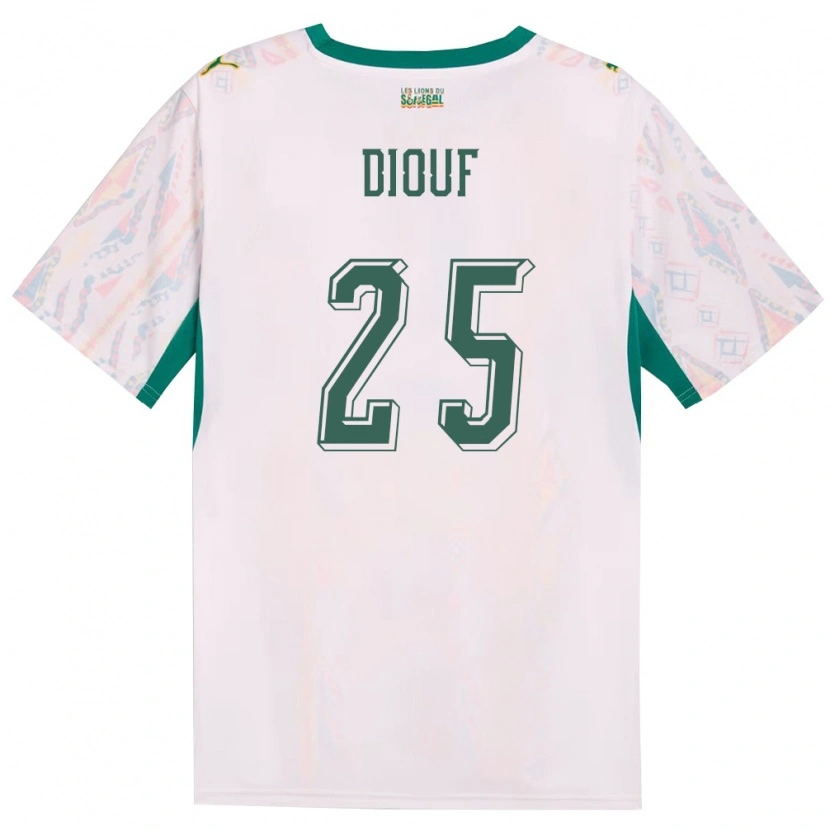 Danxen Mujer Camiseta Senegal El Hadji Malick Diouf #25 Blanco Verde Amarillo 1ª Equipación 26-28 La Camisa México