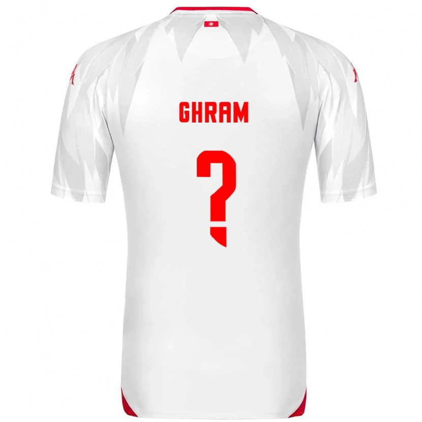 Danxen Mujer Camiseta Túnez Alaa Ghram #0 Blanco Rojo 1ª Equipación 26-28 La Camisa México