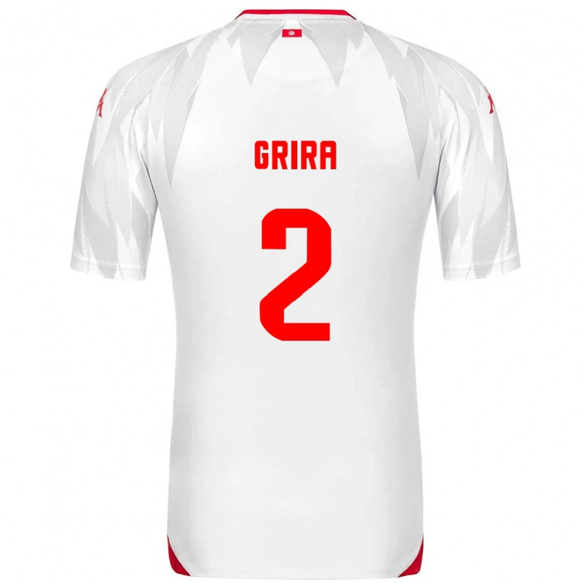 Danxen Mujer Camiseta Túnez Ayoub Grira #2 Blanco Rojo 1ª Equipación 26-28 La Camisa México