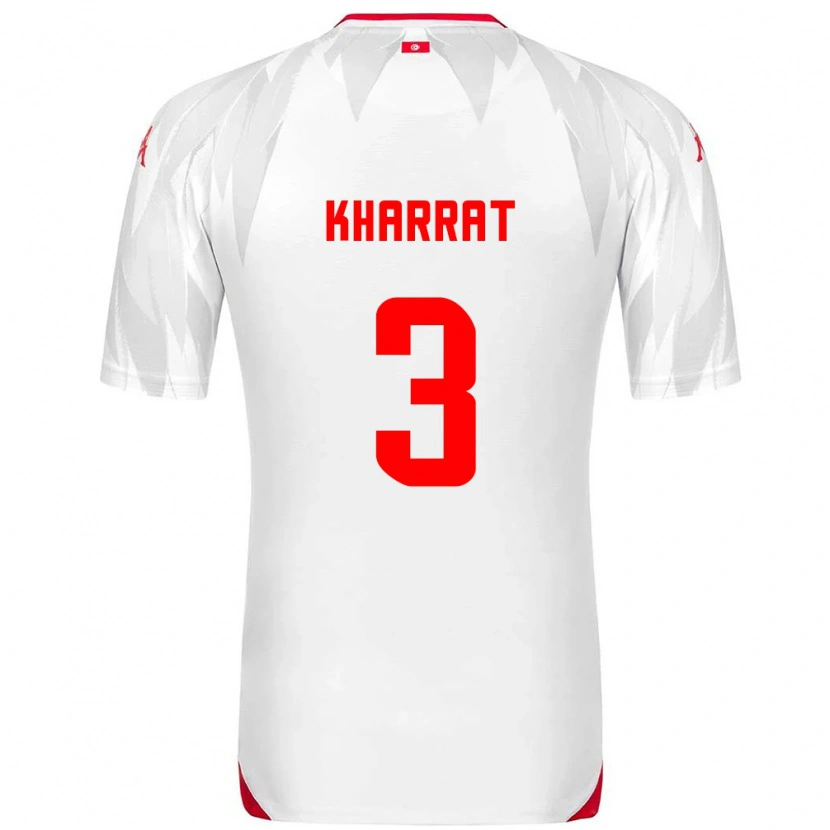 Danxen Mujer Camiseta Túnez Youssef Kharrat #3 Blanco Rojo 1ª Equipación 26-28 La Camisa México
