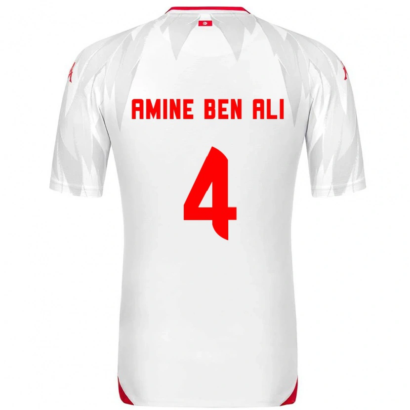 Danxen Mujer Camiseta Túnez Mohamed Amine Ben Ali #4 Blanco Rojo 1ª Equipación 26-28 La Camisa México