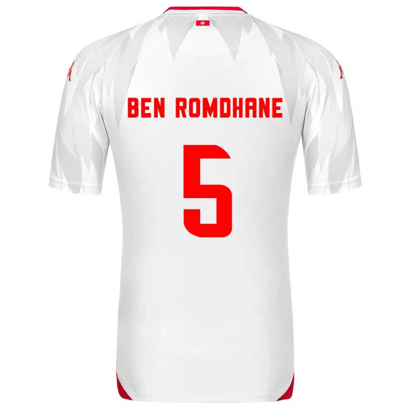 Danxen Mujer Camiseta Túnez Mohamed Ali Ben Romdhane #5 Blanco Rojo 1ª Equipación 26-28 La Camisa México