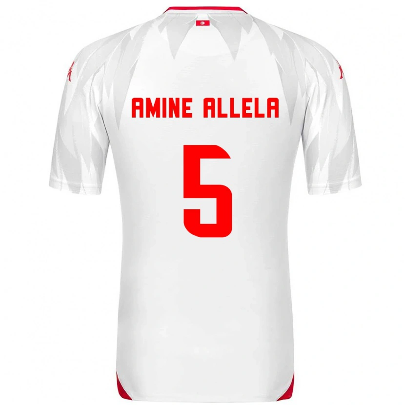 Danxen Mujer Camiseta Túnez Mohamed Amine Allela #5 Blanco Rojo 1ª Equipación 26-28 La Camisa México