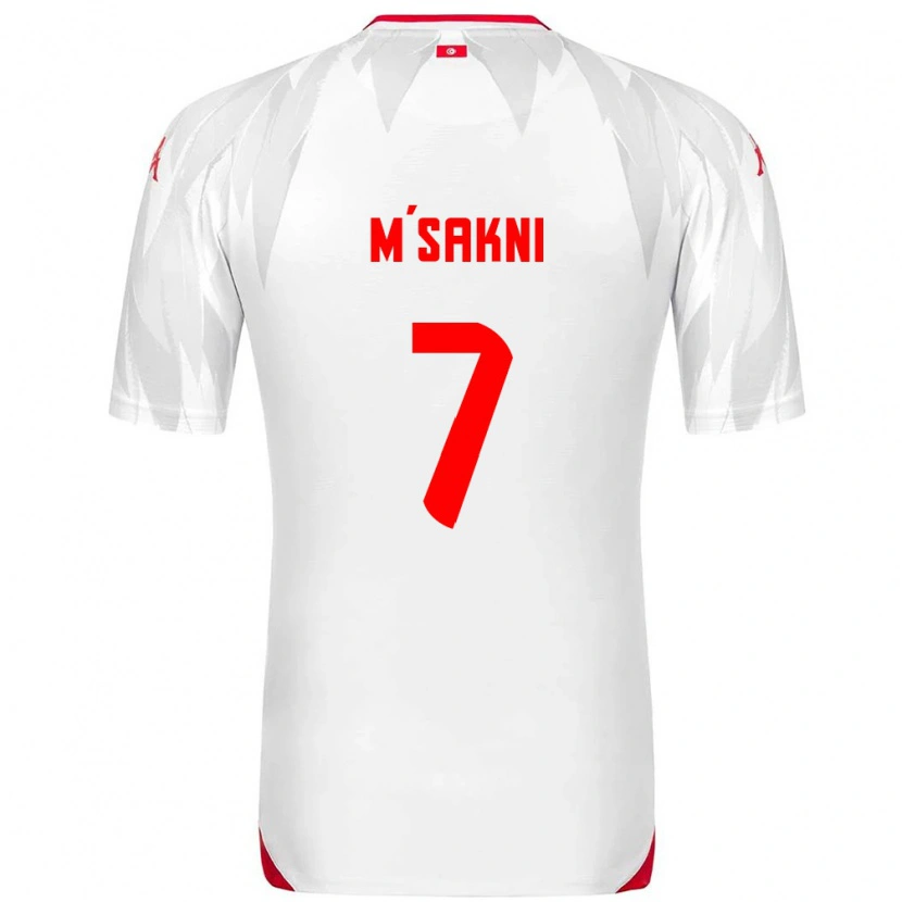 Danxen Mujer Camiseta Túnez Youssef M Sakni #7 Blanco Rojo 1ª Equipación 26-28 La Camisa México