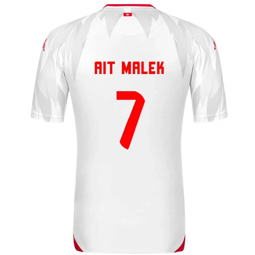 Danxen Mujer Camiseta Túnez Bilel Aït Malek #7 Blanco Rojo 1ª Equipación 26-28 La Camisa México
