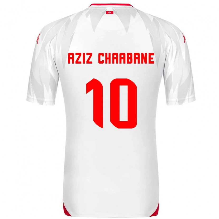 Danxen Mujer Camiseta Túnez Mohamed Aziz Chaabane #10 Blanco Rojo 1ª Equipación 26-28 La Camisa México