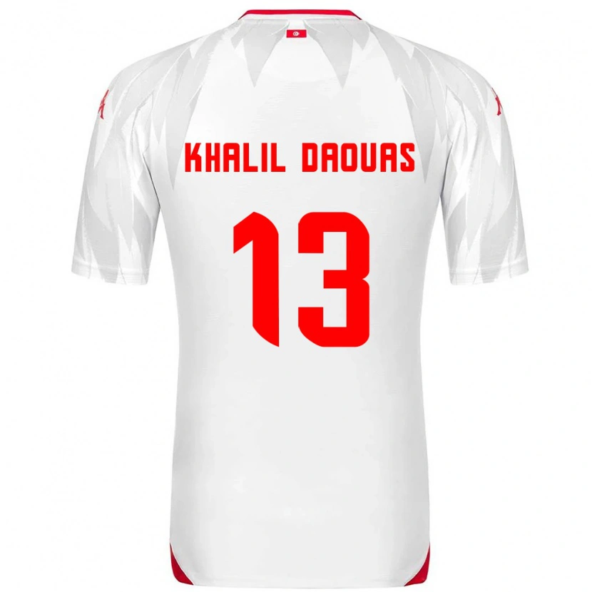 Danxen Mujer Camiseta Túnez Mohamed Khalil Daouas #13 Blanco Rojo 1ª Equipación 26-28 La Camisa México