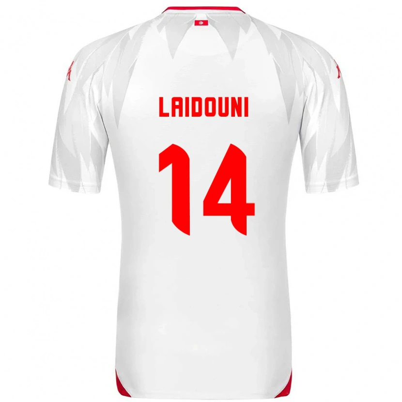 Danxen Mujer Camiseta Túnez Aissa Laidouni #14 Blanco Rojo 1ª Equipación 26-28 La Camisa México