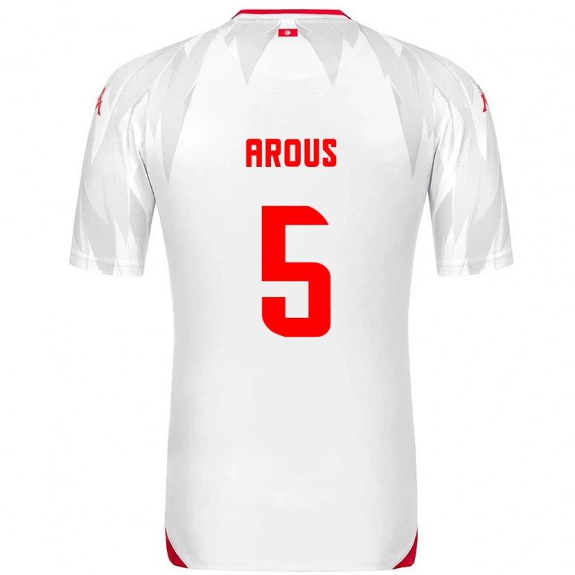 Danxen Mujer Camiseta Túnez Adem Arous #5 Blanco Rojo 1ª Equipación 26-28 La Camisa México