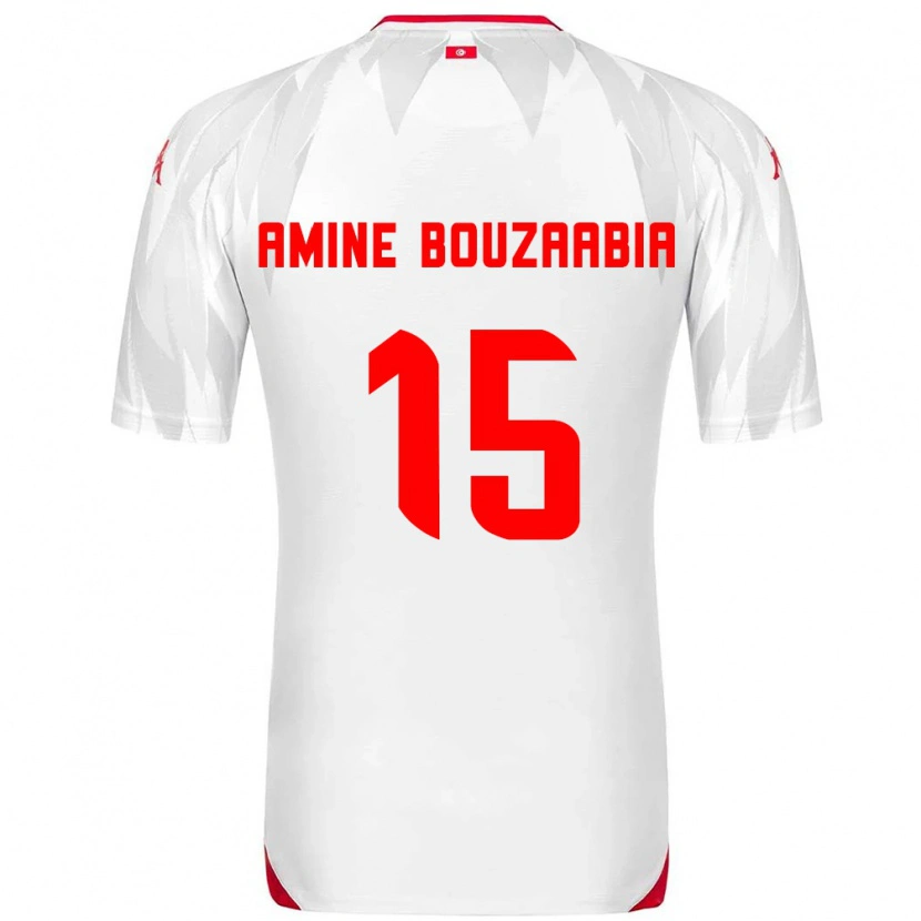 Danxen Mujer Camiseta Túnez Mohamed Amine Bouzaabia #15 Blanco Rojo 1ª Equipación 26-28 La Camisa México