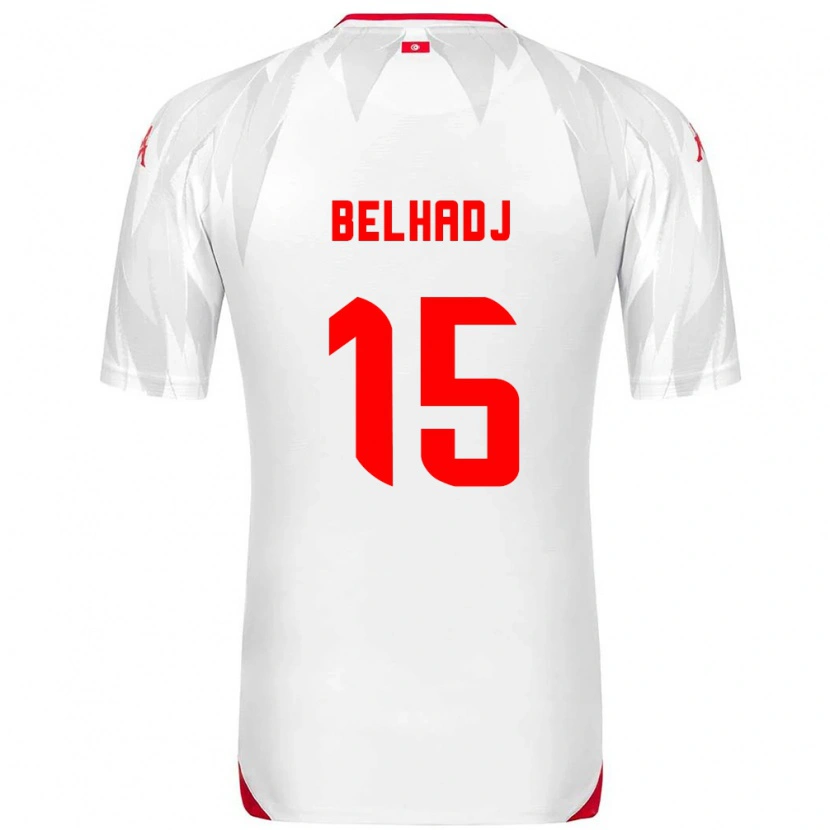 Danxen Mujer Camiseta Túnez Mohamed Belhadj Mahmoud #15 Blanco Rojo 1ª Equipación 26-28 La Camisa México