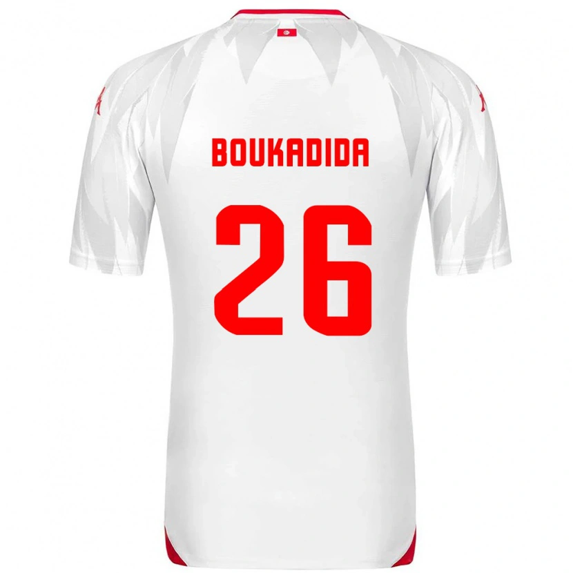 Danxen Mujer Camiseta Túnez Rayan Boukadida #26 Blanco Rojo 1ª Equipación 26-28 La Camisa México