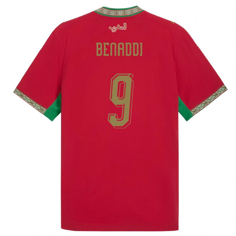 Danxen Mujer Camiseta Marruecos Ziad Benaddi #9 Rojo Verde Blanco 1ª Equipación 26-28 La Camisa México