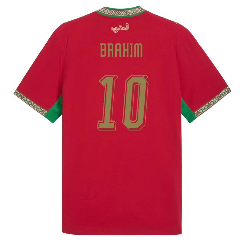 Danxen Mujer Camiseta Marruecos Brahim Díaz #10 Rojo Verde Blanco 1ª Equipación 26-28 La Camisa México