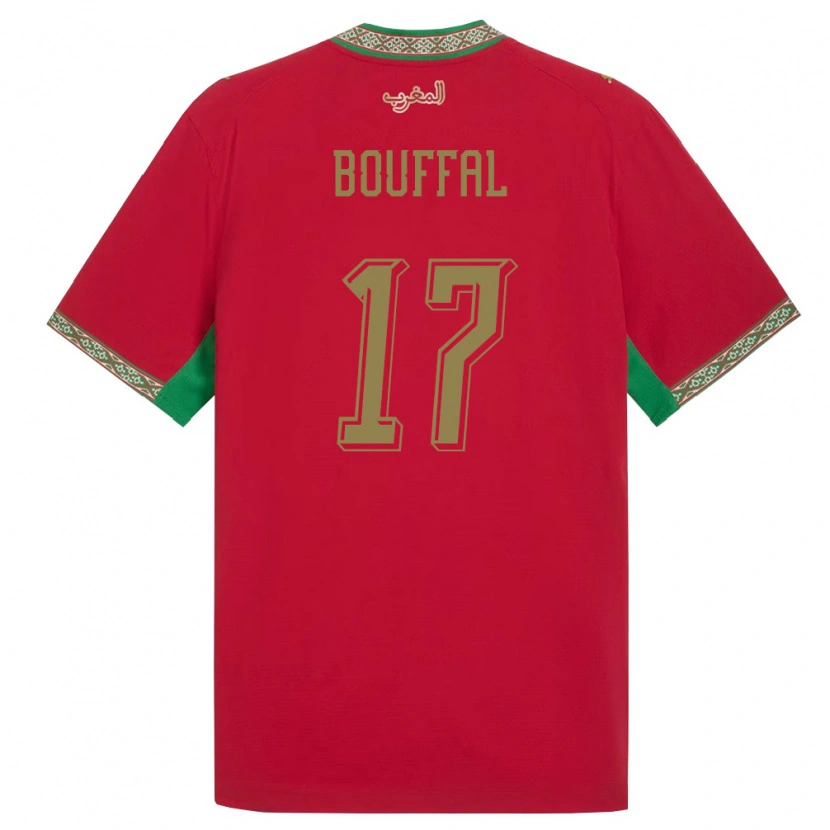 Danxen Mujer Camiseta Marruecos Soufiane Bouffal #17 Rojo Verde Blanco 1ª Equipación 26-28 La Camisa México