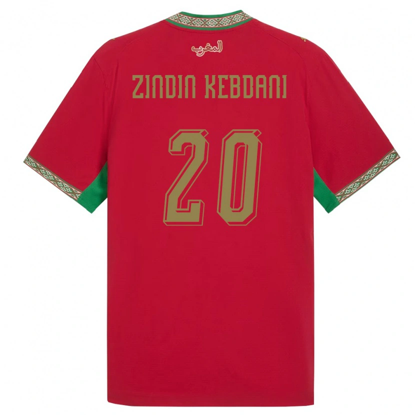Danxen Mujer Camiseta Marruecos Mohammed Zindin Kebdani #20 Rojo Verde Blanco 1ª Equipación 26-28 La Camisa México