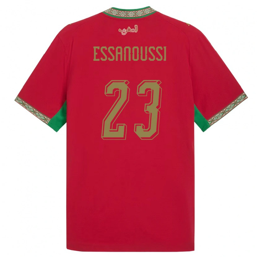 Danxen Mujer Camiseta Marruecos Zakariya Essanoussi #23 Rojo Verde Blanco 1ª Equipación 26-28 La Camisa México