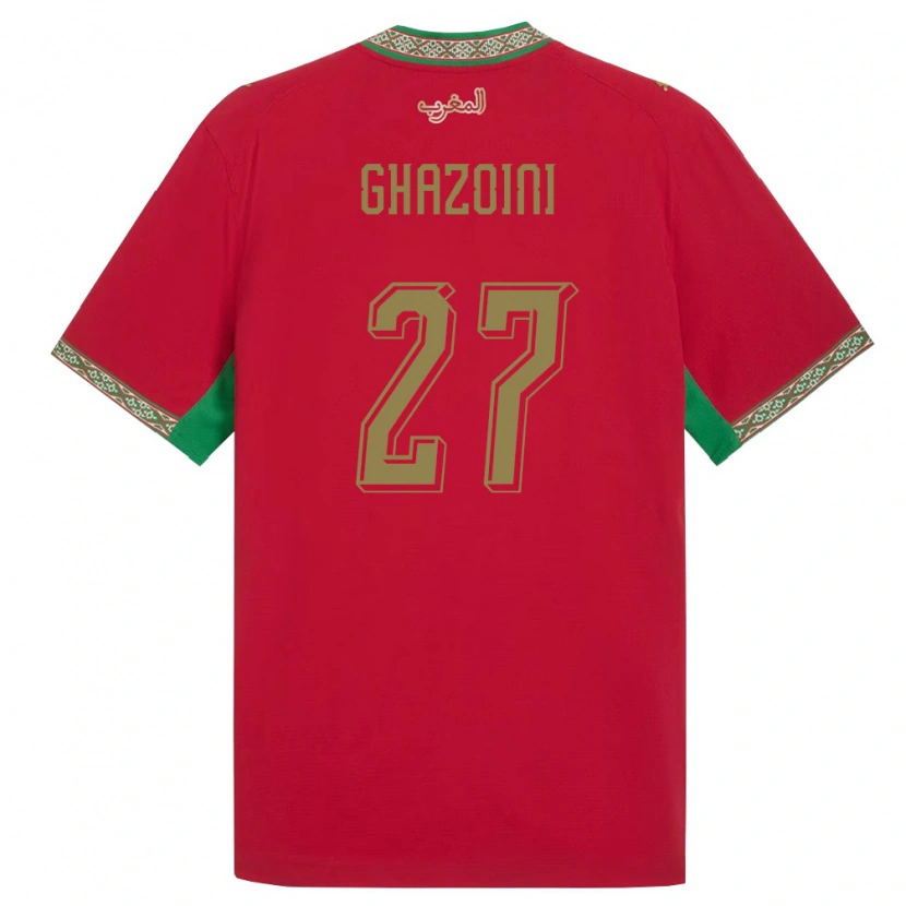 Danxen Mujer Camiseta Marruecos Amine Ghazoini #27 Rojo Verde Blanco 1ª Equipación 26-28 La Camisa México