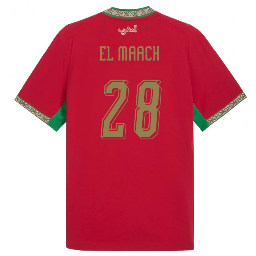 Danxen Mujer Camiseta Marruecos Fouad El Maach #28 Rojo Verde Blanco 1ª Equipación 26-28 La Camisa México