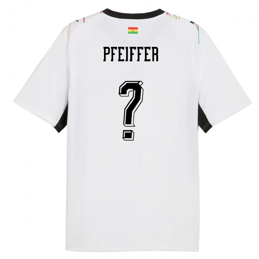 Danxen Mujer Camiseta Ghana Patric Pfeiffer #0 Blanco Negro Amarillo 1ª Equipación 26-28 La Camisa México